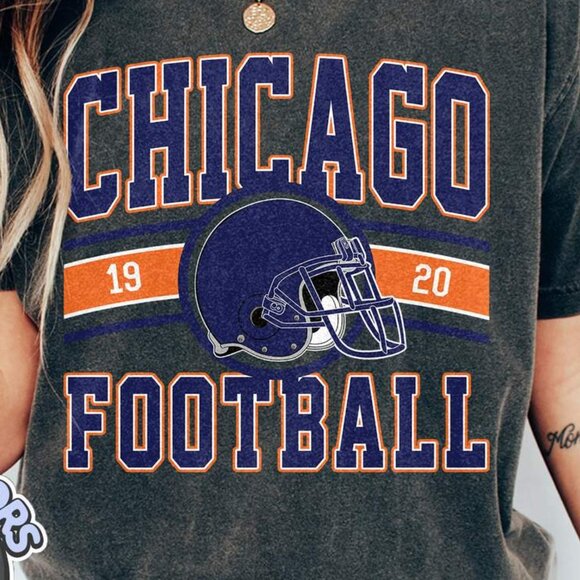 Chicago Football Retro-Inspired Comfort Colors T-Shirt 166 - Picture 2 of 5